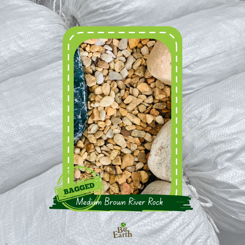 Medium Brown River Rock 0.5cu Bag | Big Earth Landscape Supply